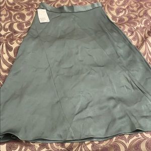 Teal green midi slip skirt